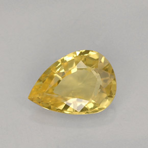 Safira amarelo natural 0,73ct, formato de pêra, VS