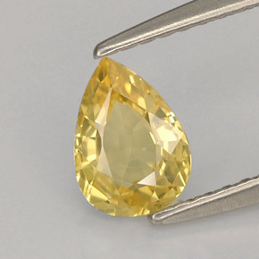 Safira amarelo natural 0,73ct, formato de pêra, VS