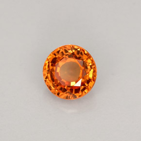 Safira laranja natural 0,59ct, corte redondo, VVS-VS