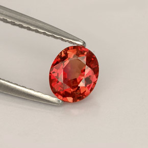 Safira laranja natural 0,64ct, corte oval, VVS-VS