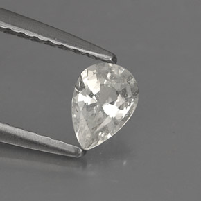 Safira branco natural 0,39ct, formato de pêra, VS