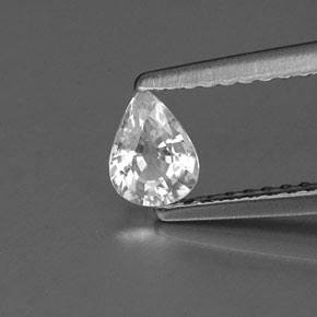 Safira branco natural 0,40ct, formato de pêra, VS