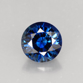 Safira azul natural 1,59ct, corte redondo, VVS-VS