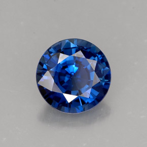 Safira azul natural 1,34ct, corte redondo, VVS