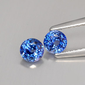 Pedras preciosas de safira azul natural de  ct, corte redondo, VVS