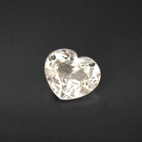 Safira branco natural 1,77ct, formato de coração, VVS-VS