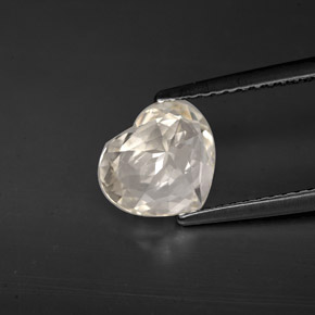Safira branco natural 1,77ct, formato de coração, VVS-VS