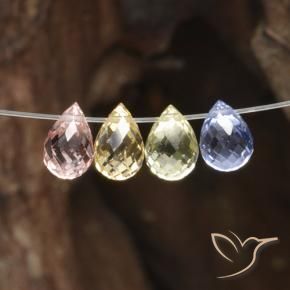Pedras preciosas de Safira Multicolorido natural de 2.48 ct, Briolette, VVS-VS