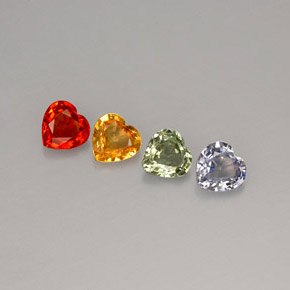 Pedras preciosas de safira multicolorido natural de  ct, formato de coração, VS