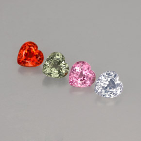 Pedras preciosas de safira multicolorido natural de  ct, formato de coração, VVS-VS