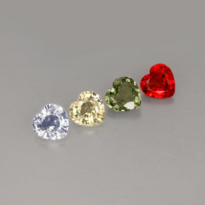 Pedras preciosas de safira multicolorido natural de  ct, formato de coração, VVS-VS
