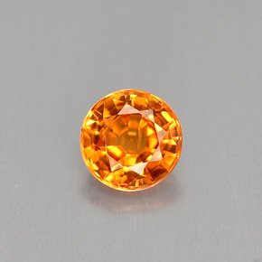 Safira laranja natural 0,54ct, corte redondo, VS