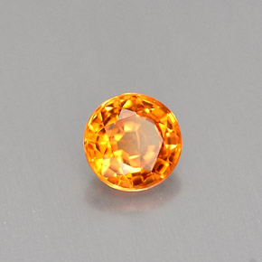 Safira laranja natural 0,54ct, corte redondo, VS