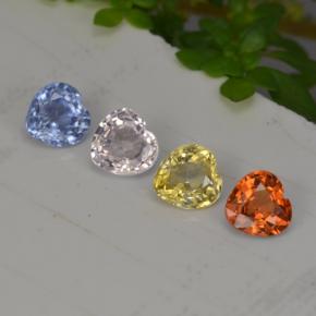 Pedras preciosas de safira multicolorido natural de 1,12 ct, formato de coração, VS