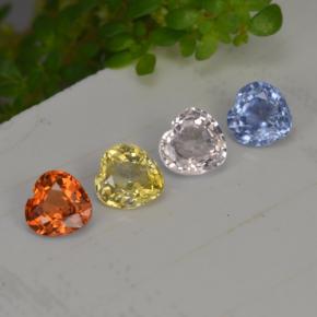 Pedras preciosas de safira multicolorido natural de 1,12 ct, formato de coração, VS