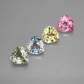 Pedras preciosas de safira multicolorido natural de  ct, formato de coração, VS