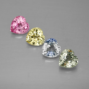Pedras preciosas de safira multicolorido natural de  ct, formato de coração, VS