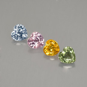 Pedras preciosas de safira multicolorido natural de  ct, formato de coração, VS