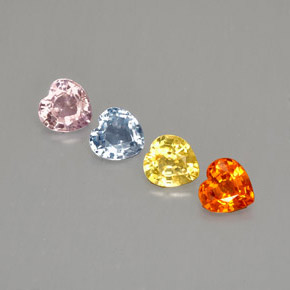 Pedras preciosas de safira multicolorido natural de  ct, formato de coração, VS
