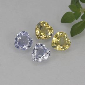 Pedras preciosas de safira multicolorido natural de 1,20 ct, formato de coração, VVS-VS