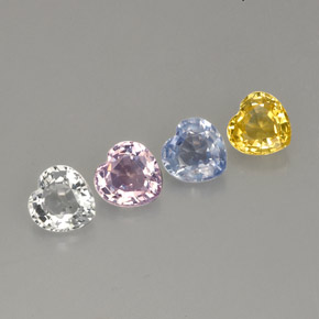 Pedras preciosas de safira multicolorido natural de 1,42 ct, formato de coração, VVS-VS