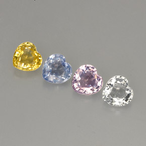 Pedras preciosas de safira multicolorido natural de 1,42 ct, formato de coração, VVS-VS