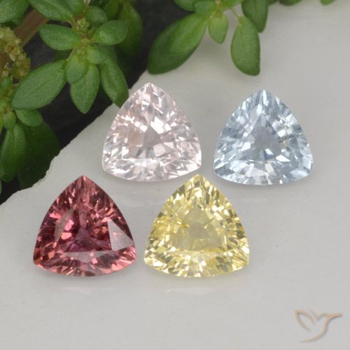 Pedras preciosas de safira multicolorido natural de 2,20 ct, trillion, VVS-VS