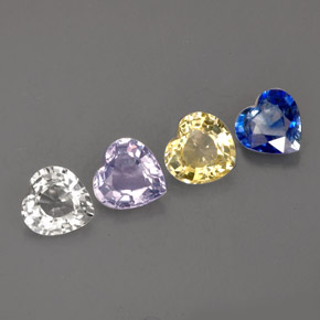 Pedras preciosas de safira multicolorido natural de  ct, formato de coração, VVS-VS