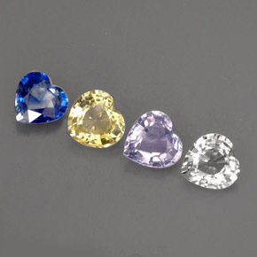 Pedras preciosas de safira multicolorido natural de  ct, formato de coração, VVS-VS