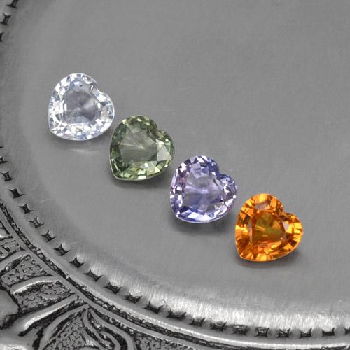 Pedras preciosas de safira multicolorido natural de 1,24 ct, formato de coração, VVS-VS