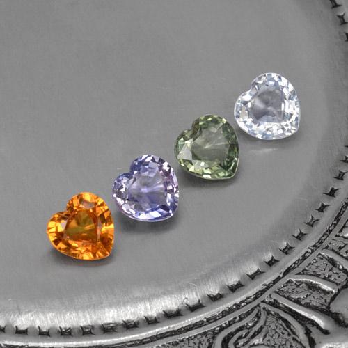 Pedras preciosas de safira multicolorido natural de 1,24 ct, formato de coração, VVS-VS