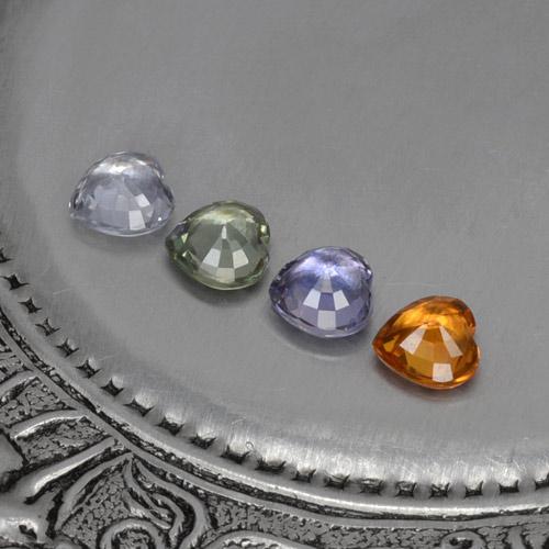 Pedras preciosas de safira multicolorido natural de 1,24 ct, formato de coração, VVS-VS