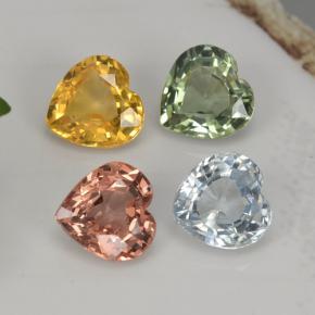 Pedras preciosas de safira multicolorido natural de 1,26 ct, formato de coração, VVS-VS