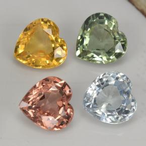 Pedras preciosas de safira multicolorido natural de 1,26 ct, formato de coração, VVS-VS