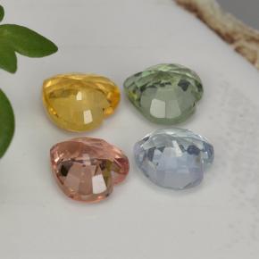 Pedras preciosas de safira multicolorido natural de 1,26 ct, formato de coração, VVS-VS