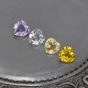 Pedras preciosas de safira multicolorido natural de  ct, formato de coração, VVS-VS