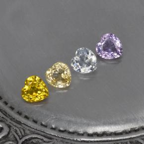 Pedras preciosas de safira multicolorido natural de  ct, formato de coração, VVS-VS