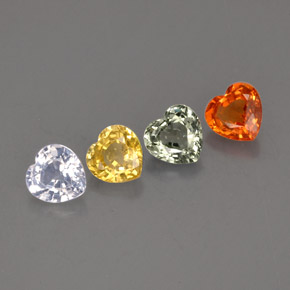 Pedras preciosas de safira multicolorido natural de  ct, formato de coração, VVS-VS