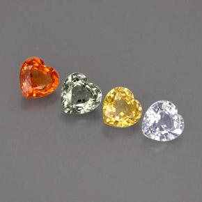 Pedras preciosas de safira multicolorido natural de  ct, formato de coração, VVS-VS