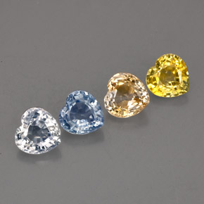 Pedras preciosas de safira multicolorido natural de  ct, formato de coração, VVS-VS