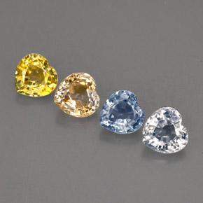 Pedras preciosas de safira multicolorido natural de  ct, formato de coração, VVS-VS