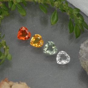 Pedras preciosas de safira multicolorido natural de 1,16 ct, formato de coração, VVS-VS