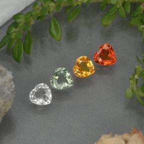 Pedras preciosas de safira multicolorido natural de 1,16 ct, formato de coração, VVS-VS
