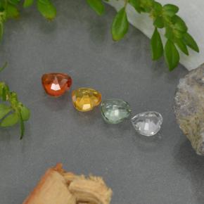 Pedras preciosas de safira multicolorido natural de 1,16 ct, formato de coração, VVS-VS