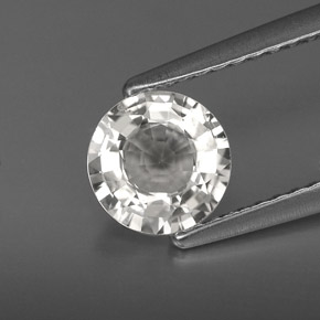Safira branco natural 1,09ct, corte redondo, VS