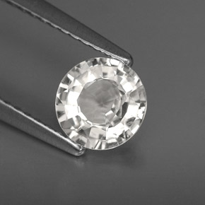 Safira branco natural 1,09ct, corte redondo, VS