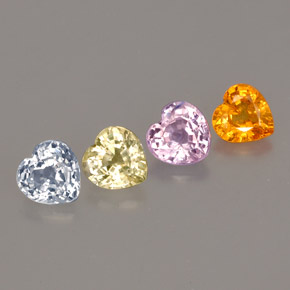 Pedras preciosas de safira multicolorido natural de  ct, formato de coração, VVS-VS