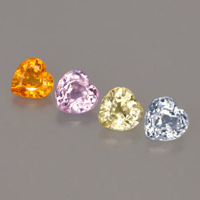 Pedras preciosas de safira multicolorido natural de  ct, formato de coração, VVS-VS