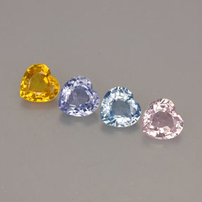 Pedras preciosas de safira multicolorido natural de  ct, formato de coração, VVS-VS