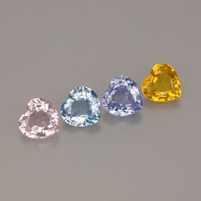 Pedras preciosas de safira multicolorido natural de  ct, formato de coração, VVS-VS